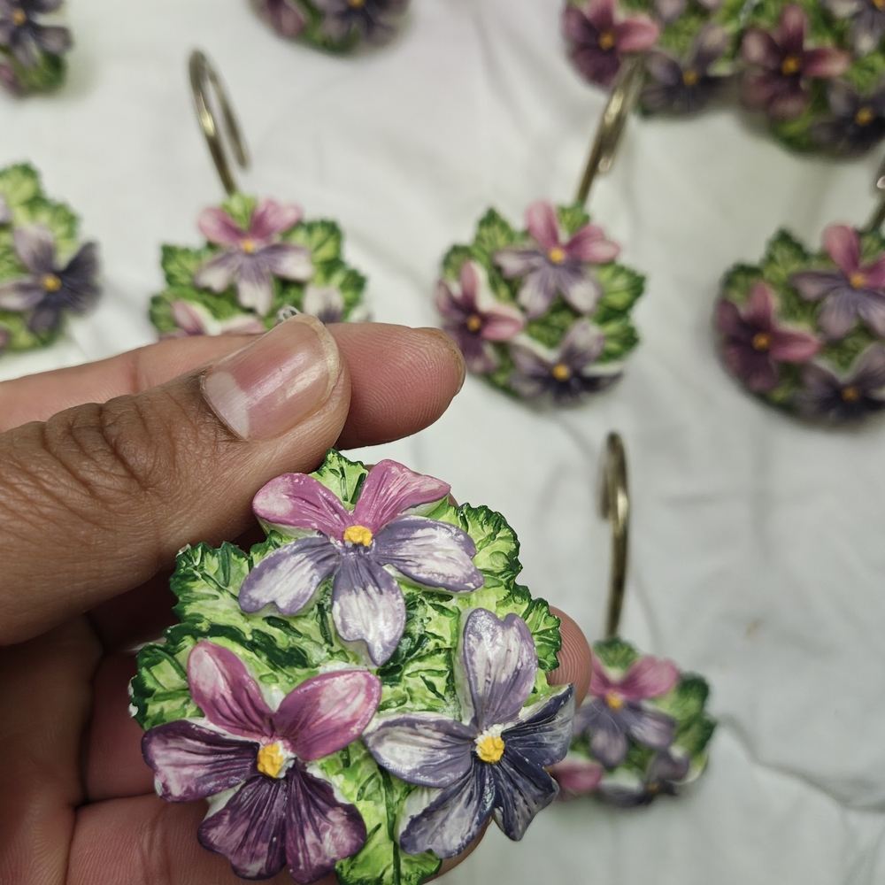Floral Shower Curtain Hooks - Picture 2 of 3